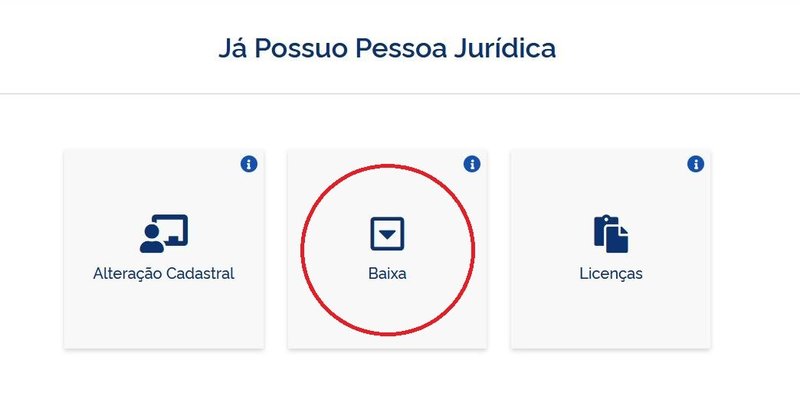 Screenshot  da tela  do sistema da receita federal com destaque o botão baixa
